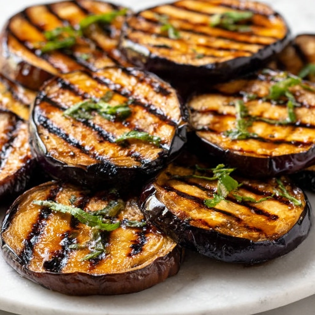 Grilled Eggplant with Garlic Sauce and Fresh Mint Recipe - Recipe Image