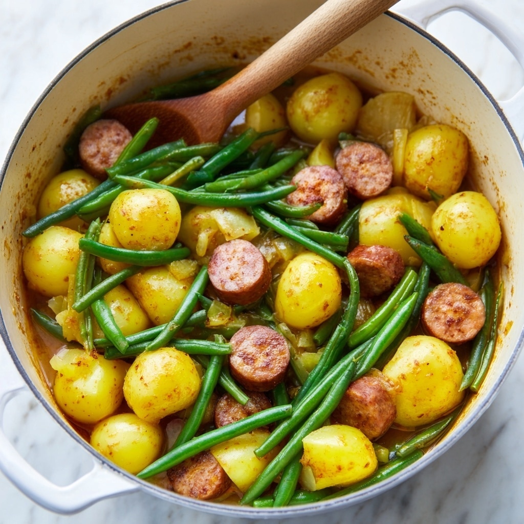 One Pot Smoked Sausage, Green Beans, and Potatoes Recipe - Recipe Image