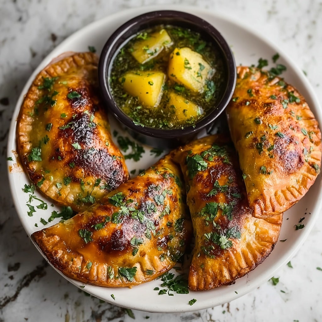 Curried Potato Pasties with Quick Coriander Chutney Recipe - Recipe Image
