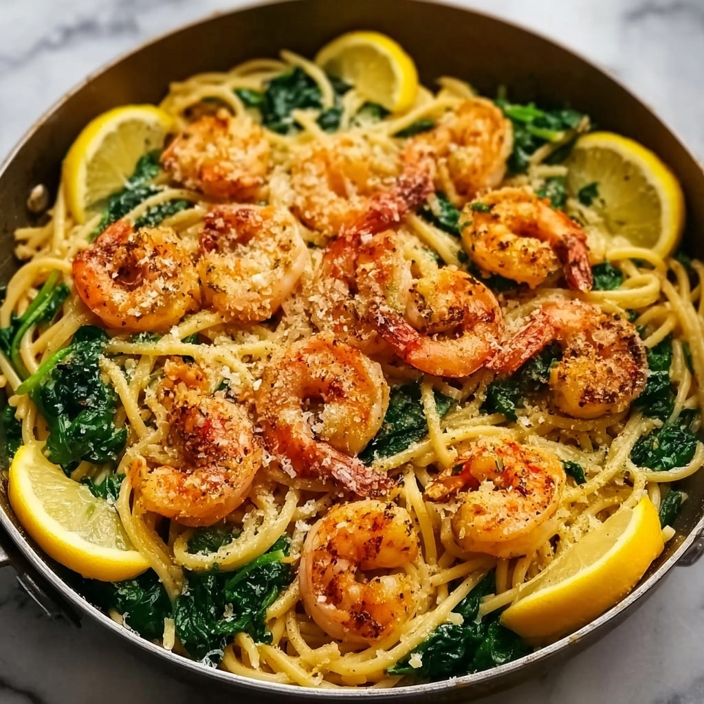 Lemon Garlic Shrimp Pasta with Spinach Recipe