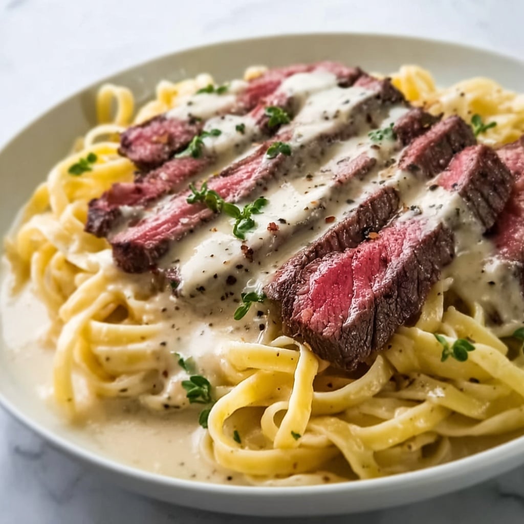 Creamy Cajun Steak Alfredo Recipe - Recipe Image