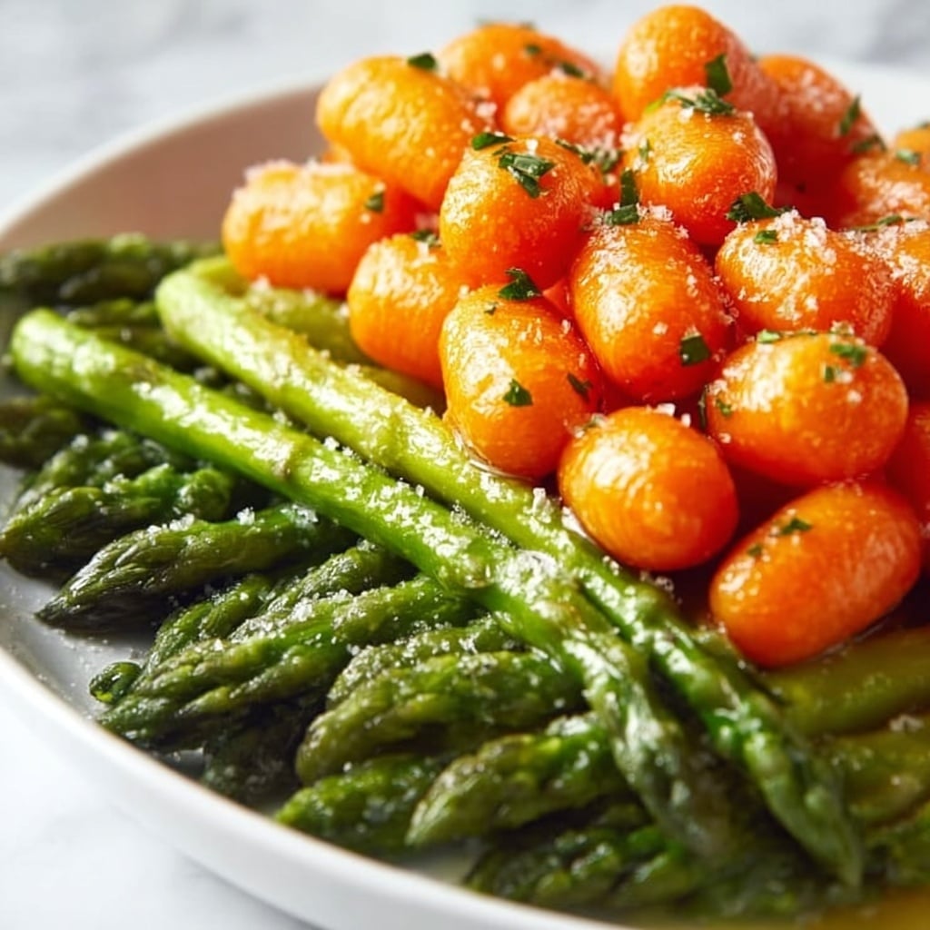 Roasted Asparagus and Carrots with Garlic, Thyme, and Parmesan Recipe - Recipe Image