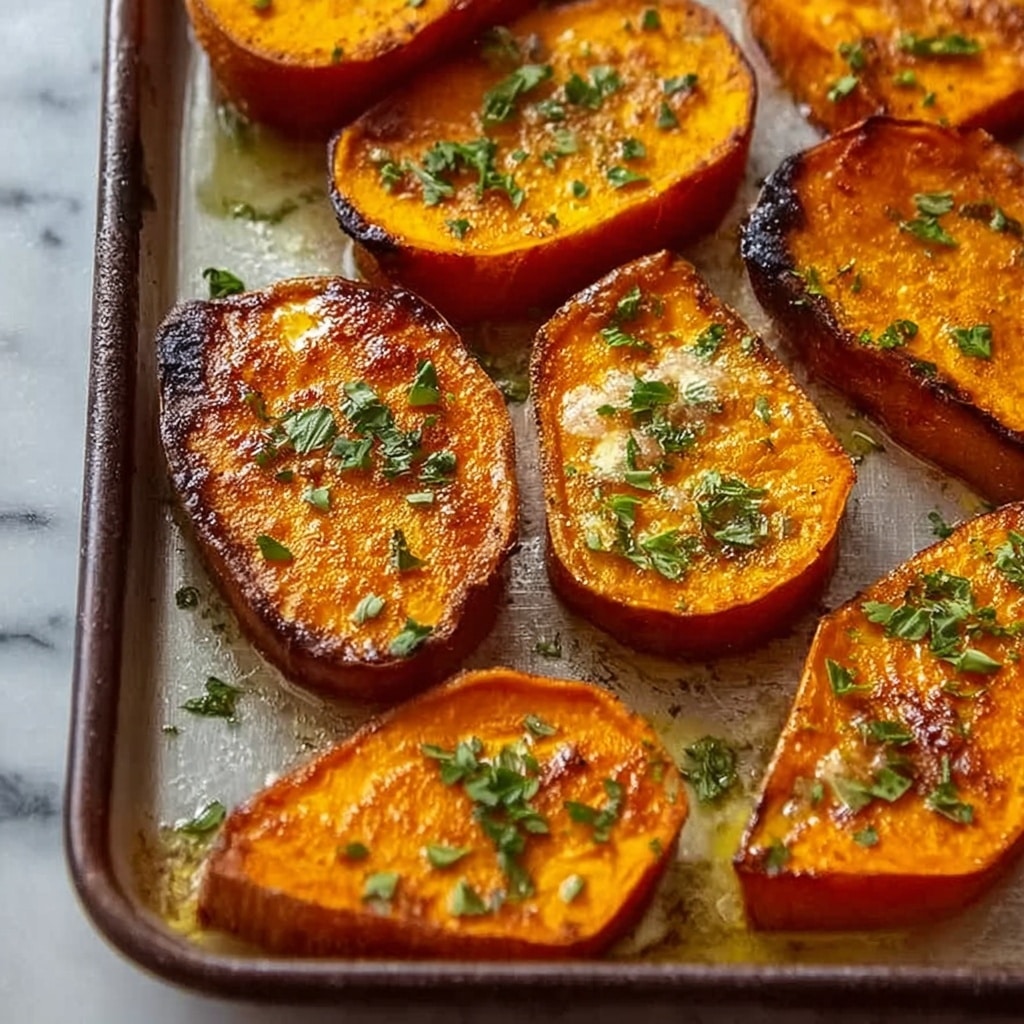 Garlic Butter Roasted Sweet Potatoes Recipe - Recipe Image