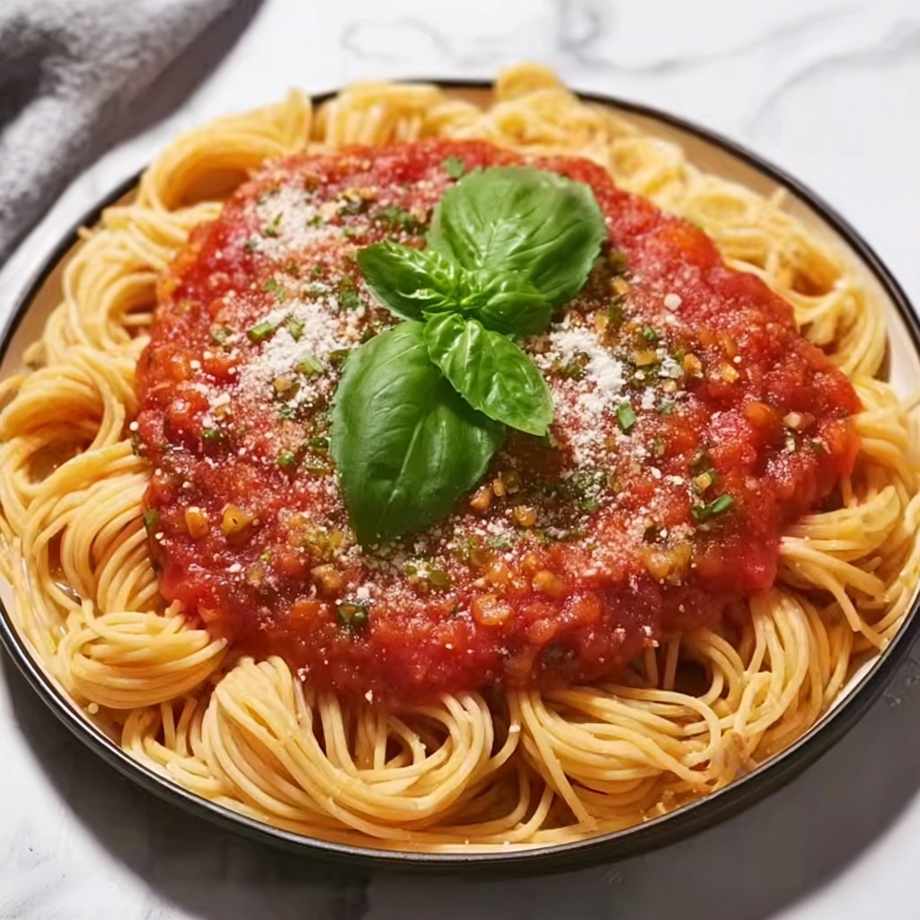 Homemade Spaghetti with Fresh Tomato Basil Sauce Recipe - Recipe Image