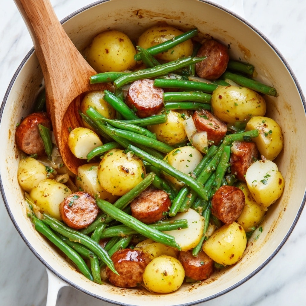 One Pot Smoked Sausage, Green Beans, and Potatoes Recipe - Recipe Image