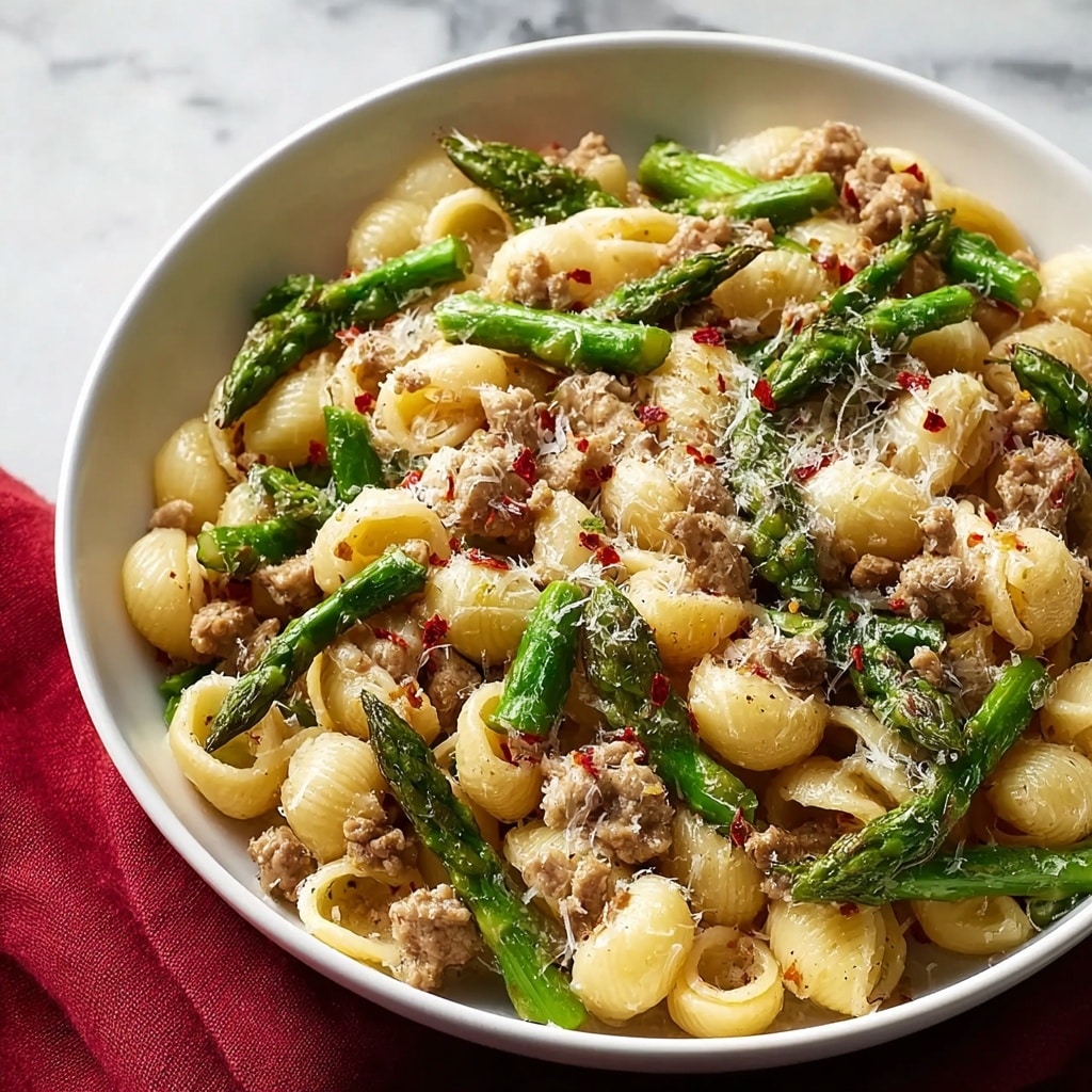 Sausage and Asparagus Pasta with Lemon and Parmesan Recipe - Recipe Image