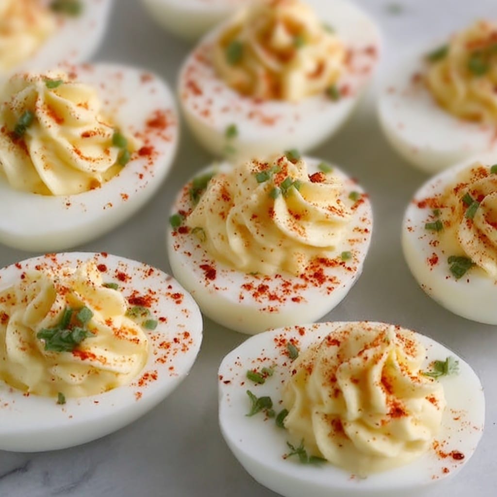 Classic Deviled Eggs with Optional Toppings Recipe - Recipe Image