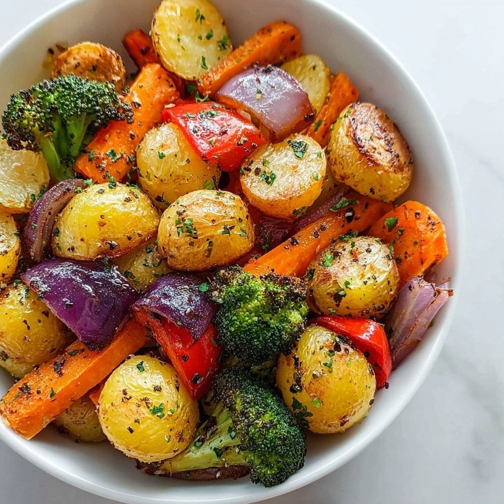 Garlic Herb Roasted Potatoes and Veggies Recipe - Recipe Image