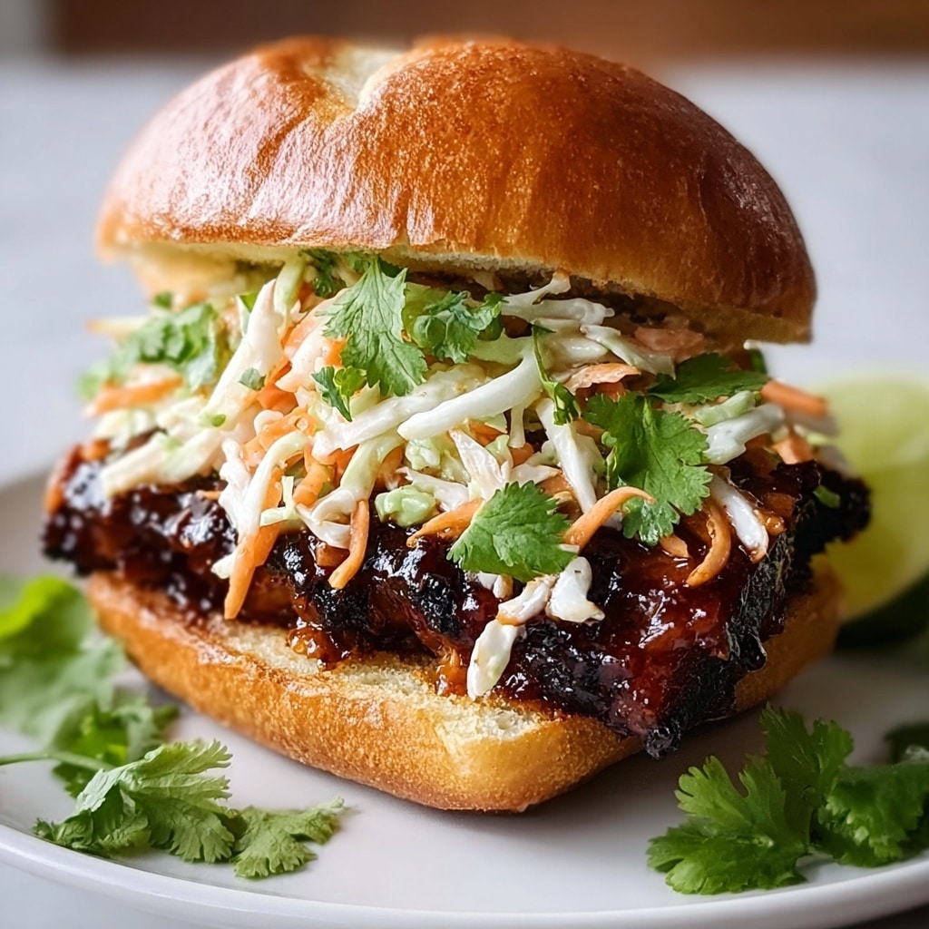 Spicy Korean BBQ Chicken Sandwich with Crispy Slaw Recipe - Recipe Image