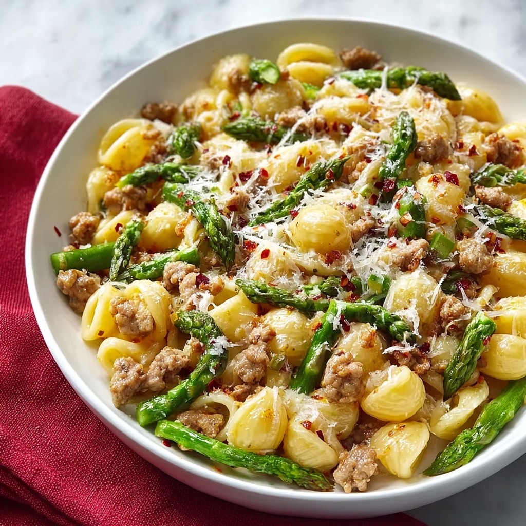 Sausage and Asparagus Pasta with Lemon and Parmesan Recipe - Recipe Image