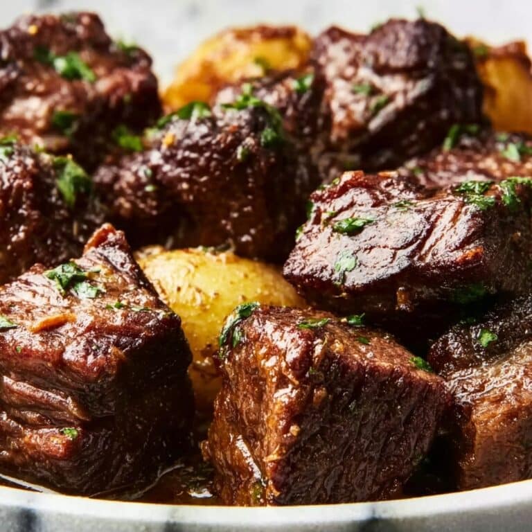 Slow Cooker Garlic Butter Beef Bites & Potatoes Recipe