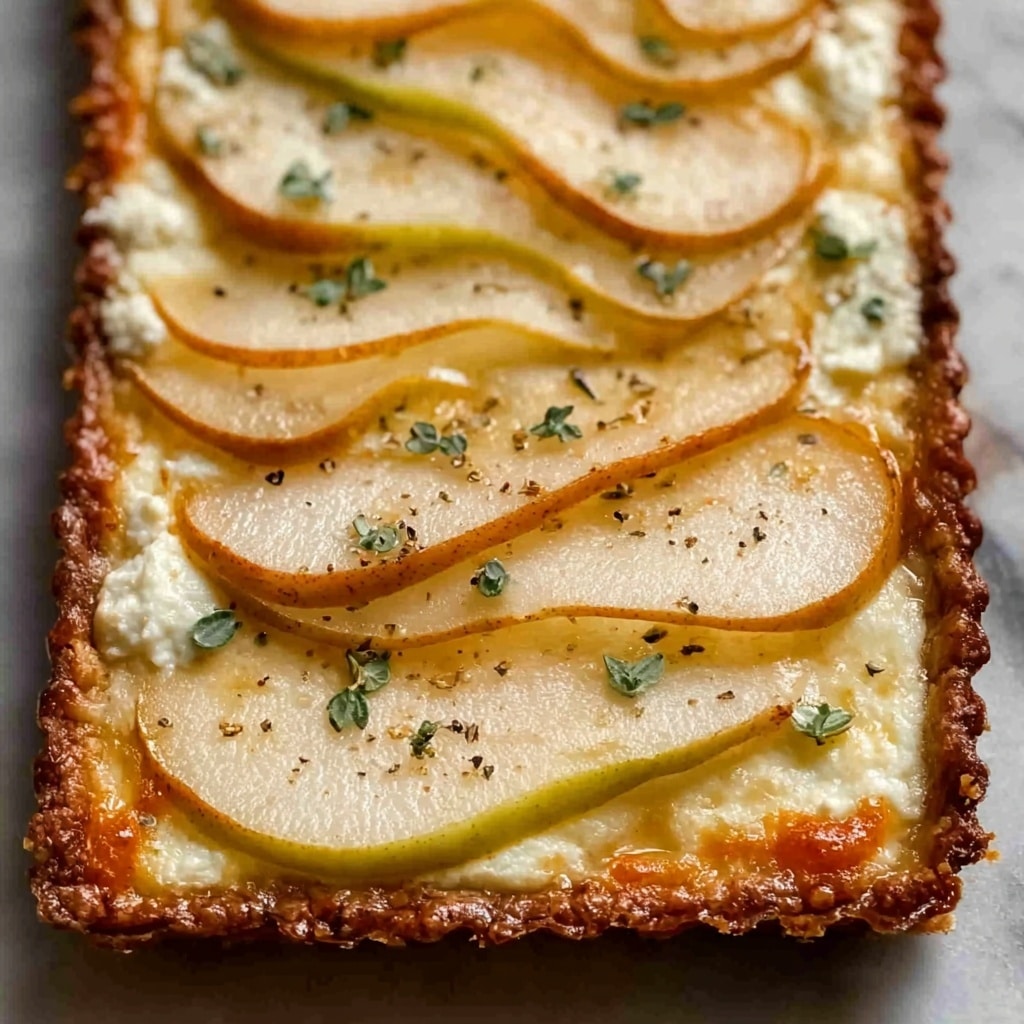 Pear and Gorgonzola Flatbread with Honey, Walnuts, and Arugula Recipe - Recipe Image