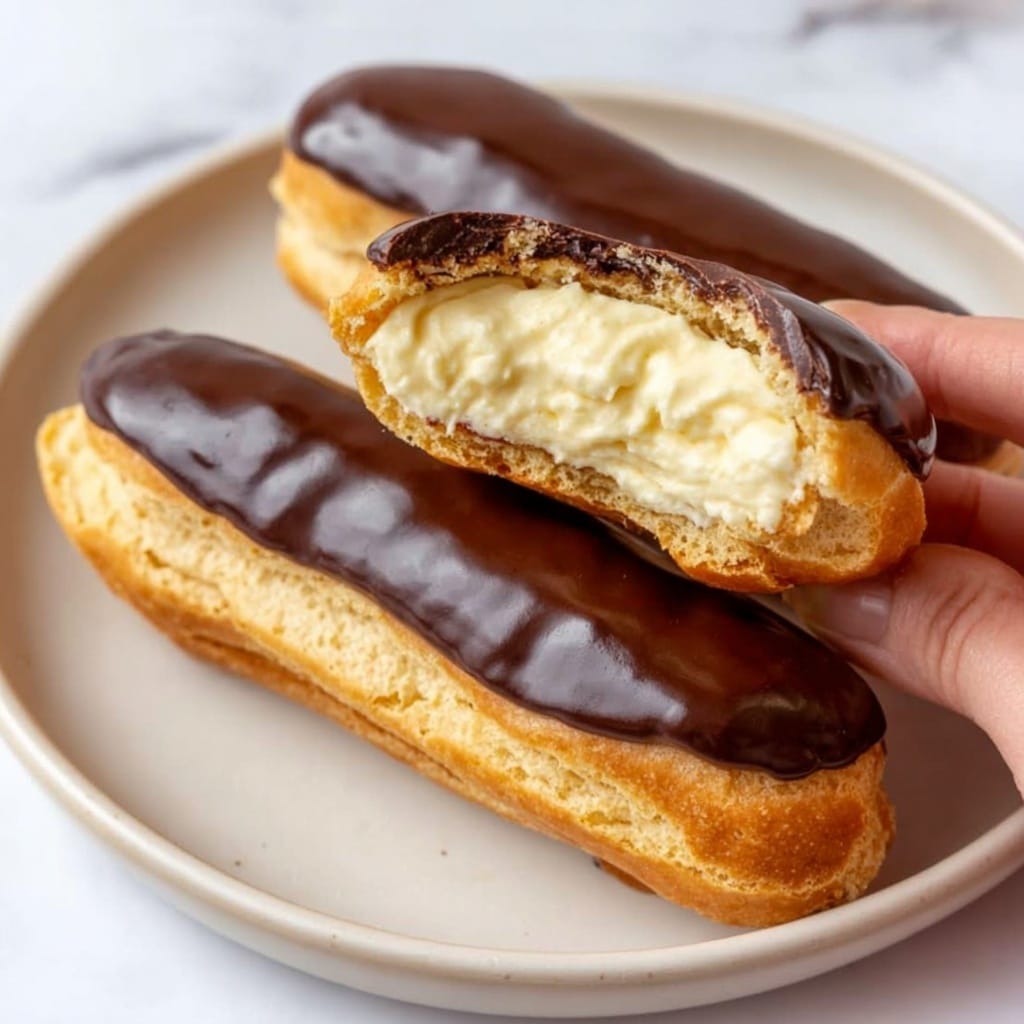 Homemade Eclairs with Pastry Cream and Chocolate Ganache Recipe