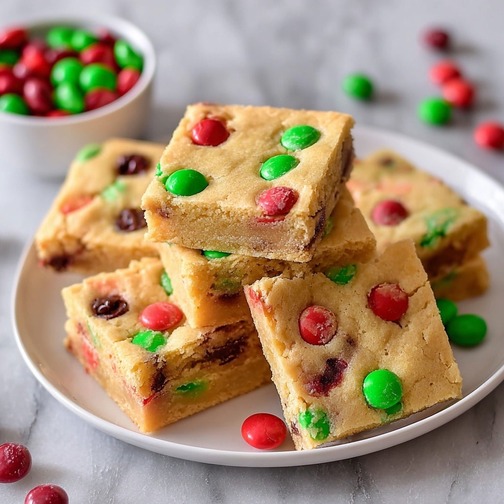Cake Mix Cookie Bars with Chocolate Chips and Holiday M&M's Recipe - Recipe Image