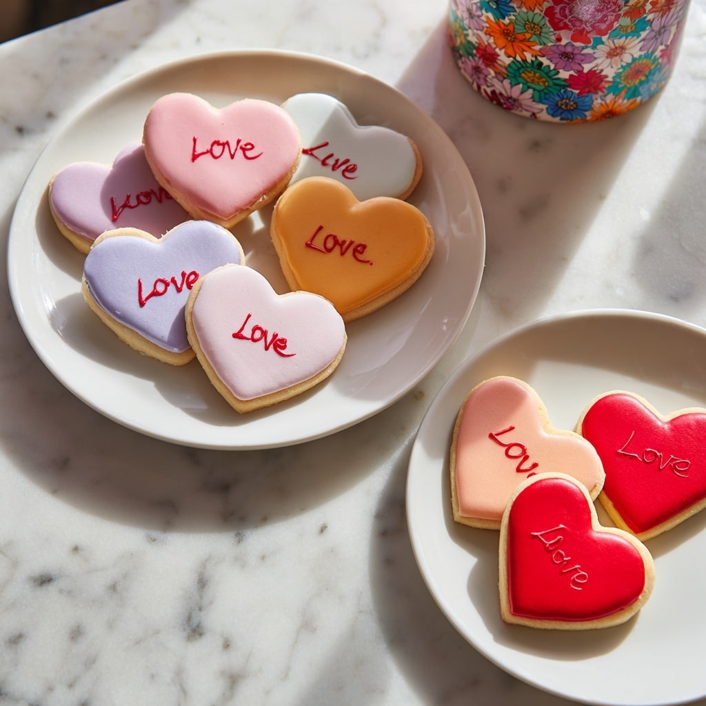 Mini Valentine’s Day Message Heart Sugar Cookies Recipe - Recipe Image