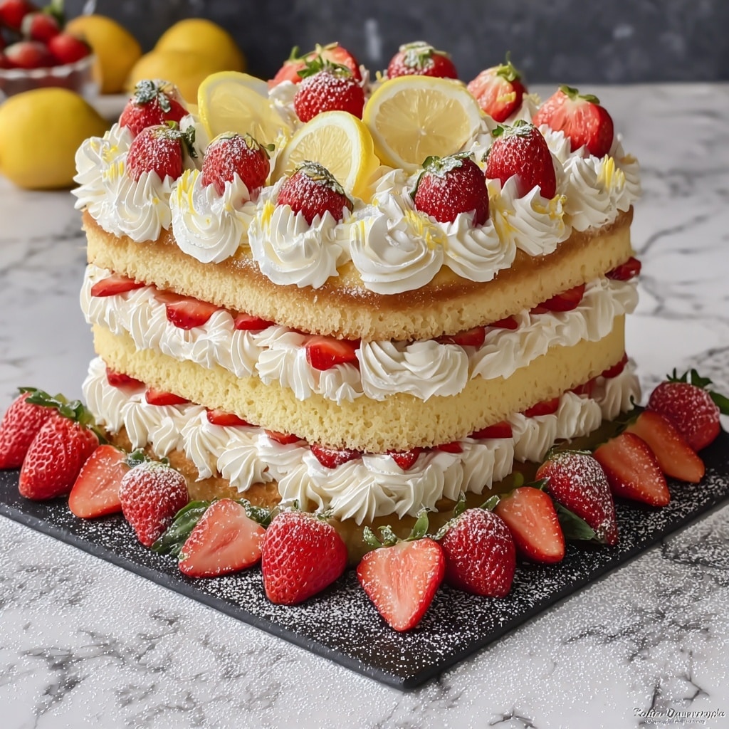 Strawberry Lemon Layer Cake Recipe - Recipe Image