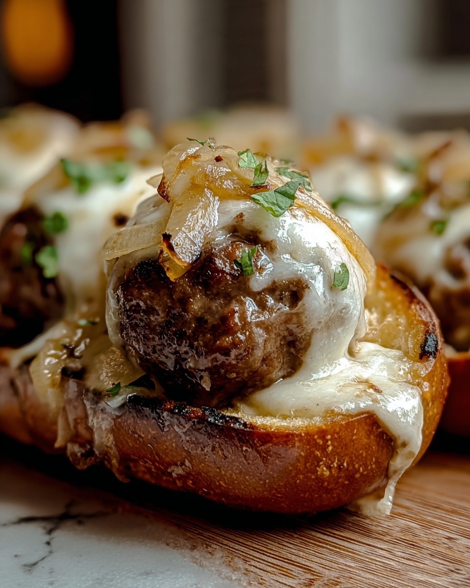 Cheesy French Onion Meatball Subs Recipe - Recipe Image