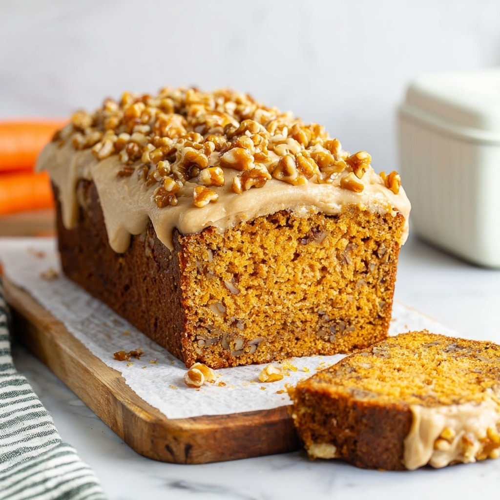 Vegan Carrot Cake Loaf with Candied Walnuts and Browned Butter Glaze Recipe - Recipe Image