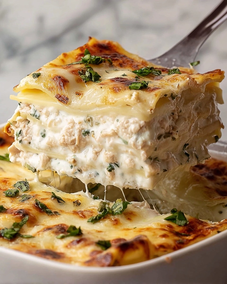 Cheesy Chicken Alfredo Lasagna Recipe - Recipe Image