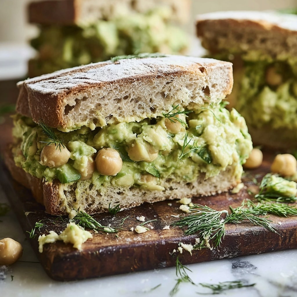 Smashed Chickpea Avocado Dill Pickle Sandwiches Recipe - Recipe Image
