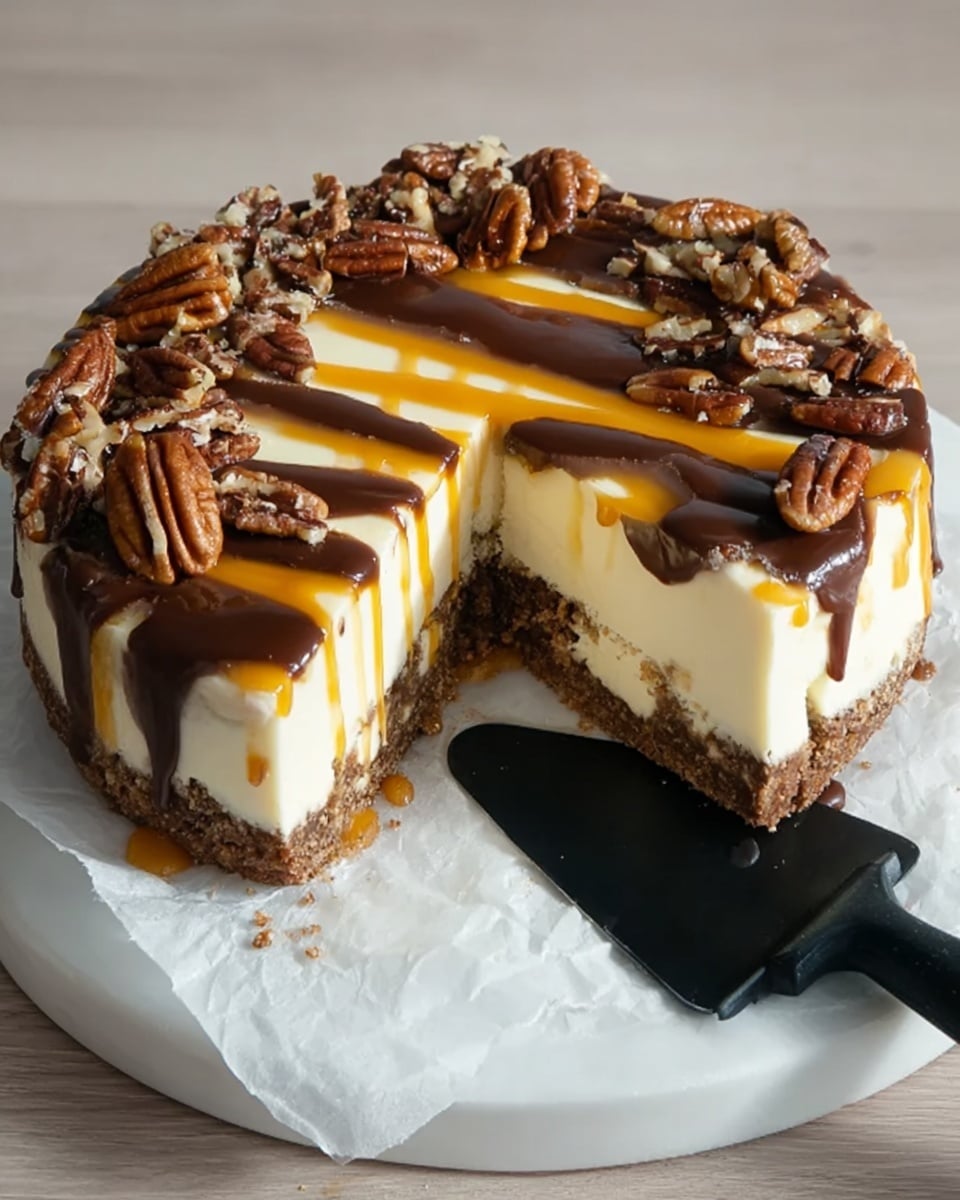 Keto Turtle Cheesecake Recipe - Recipe Image