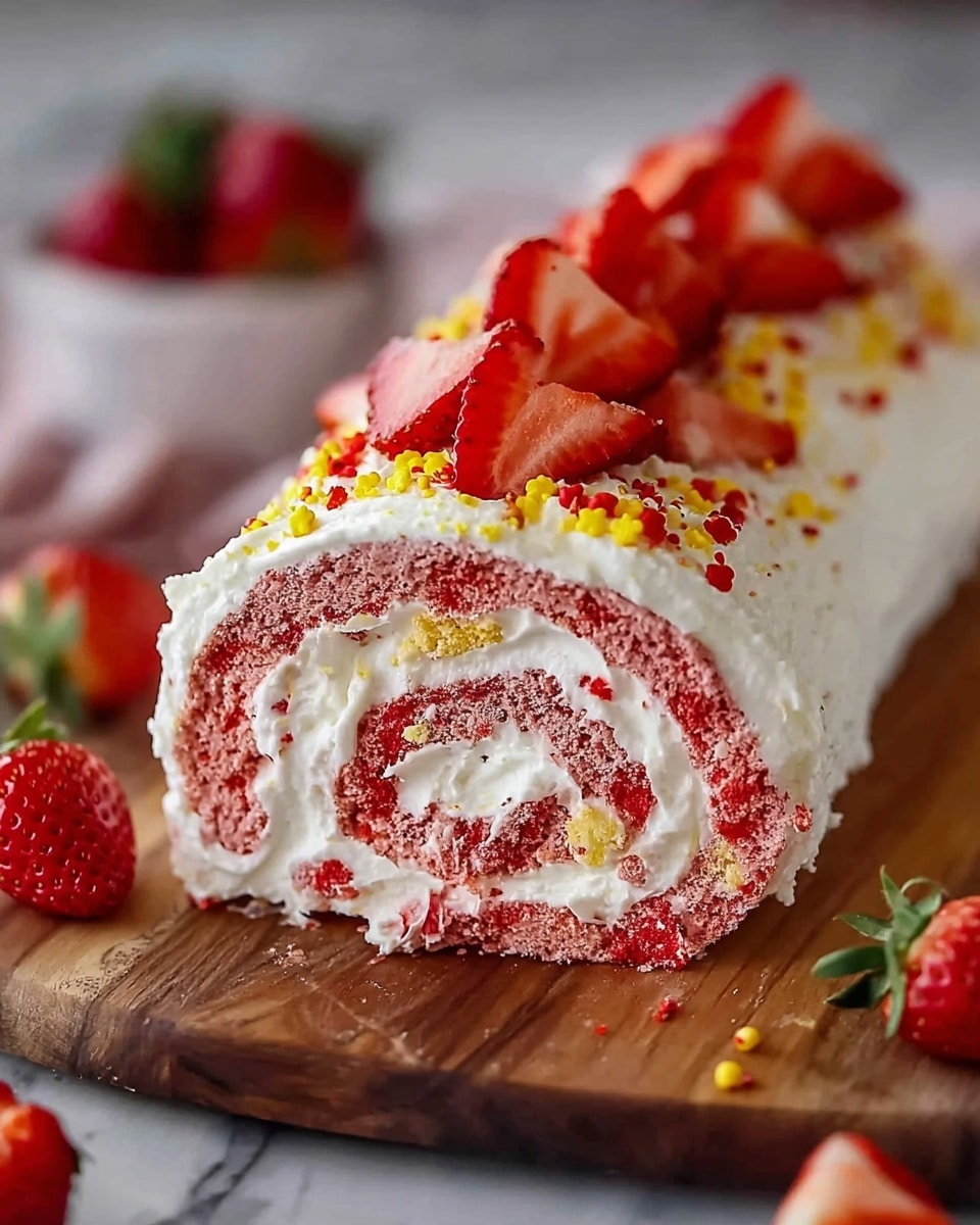 Strawberry Birthday Cake Roll Recipe - Recipe Image