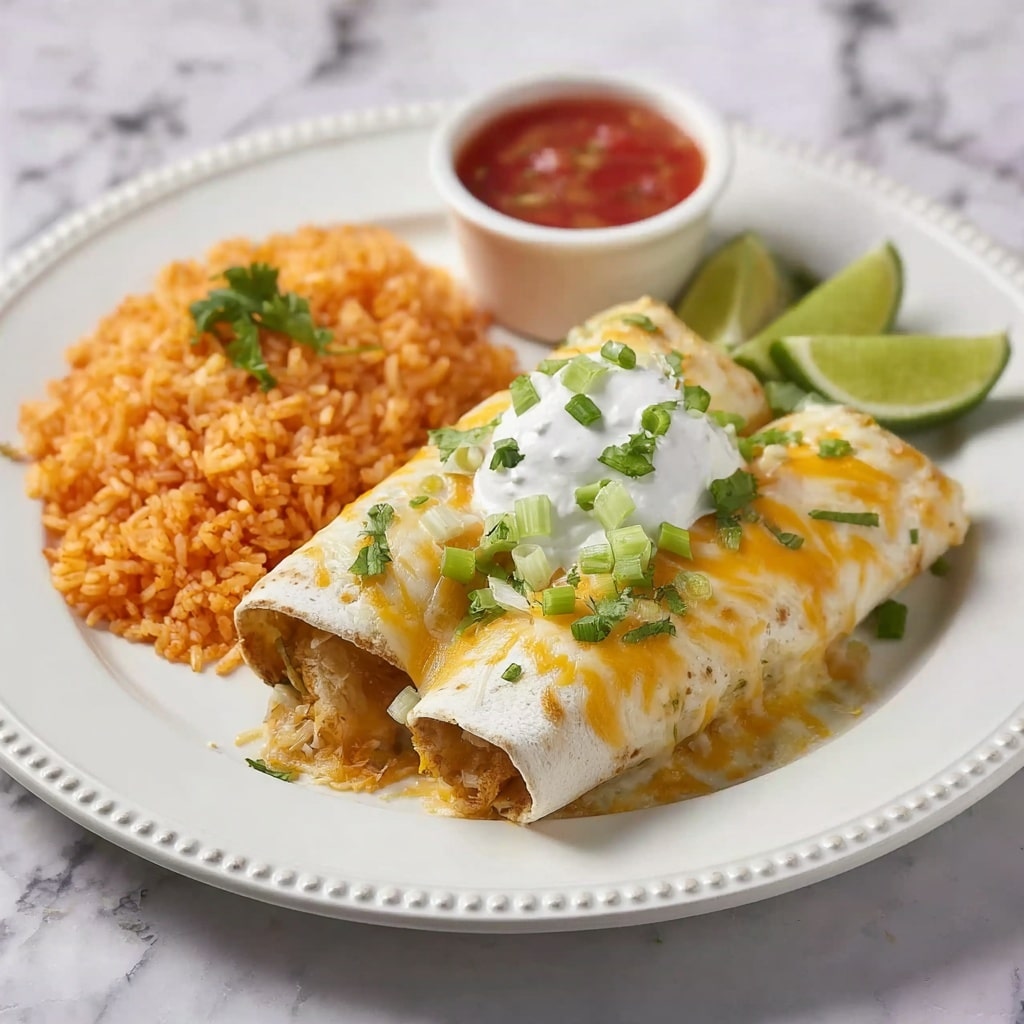 Smothered Green Chile Chicken Burritos Recipe - Recipe Image