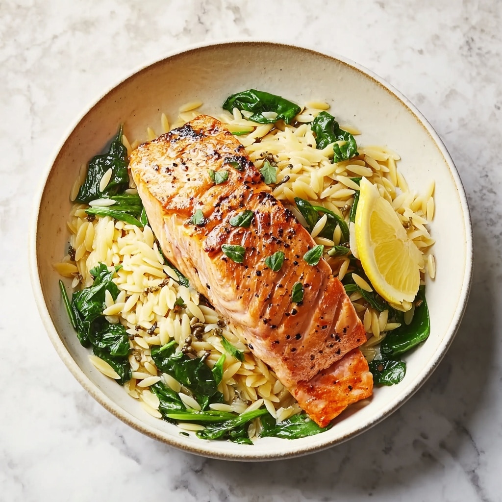 Salmon with Lemon Orzo Recipe - Recipe Image