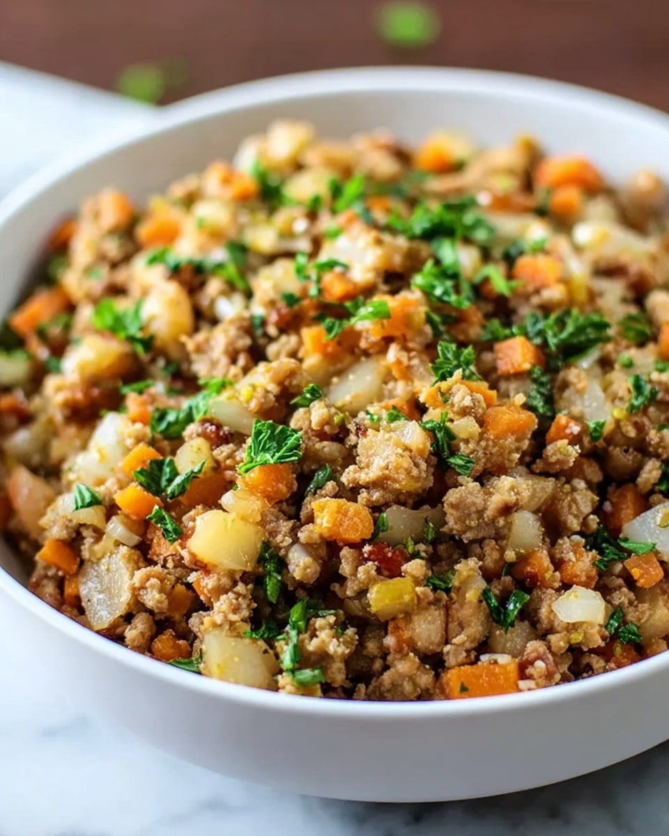 Homemade Dog Food with Ground Chicken, Rice, and Vegetables Recipe - Recipe Image