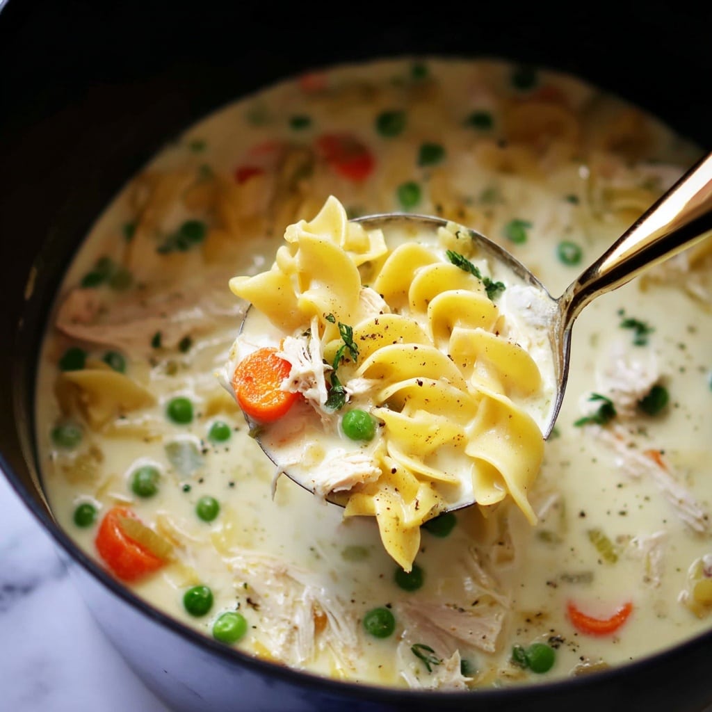 Slow Cooker Creamy Chicken Noodle Soup Recipe - Recipe Image
