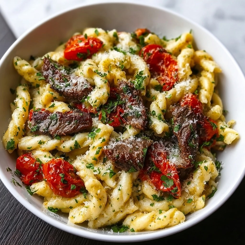 Garlic Beef Pasta Recipe - Recipe Image