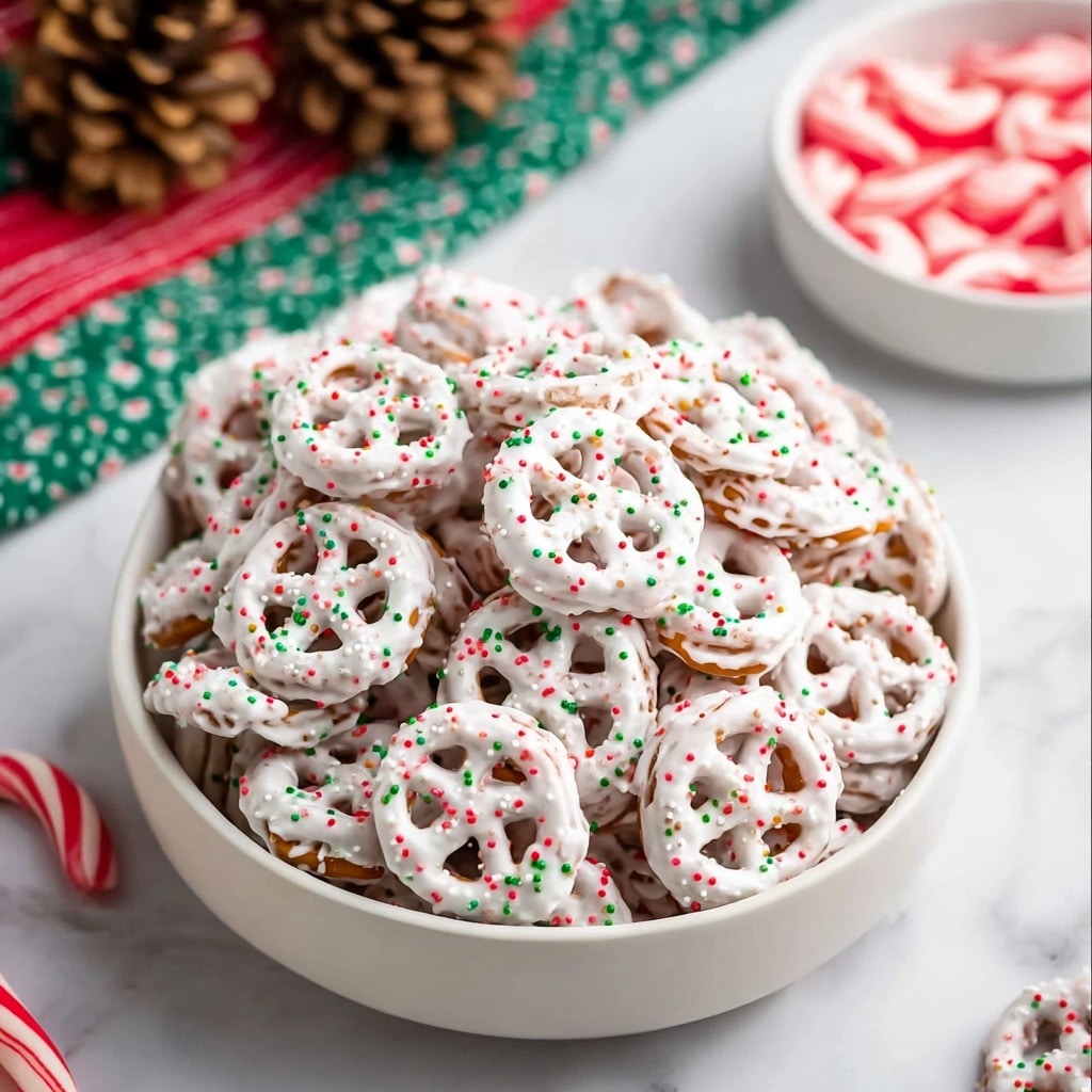 White Chocolate Pretzels with Strawberry and Almond Toppings Recipe - Recipe Image