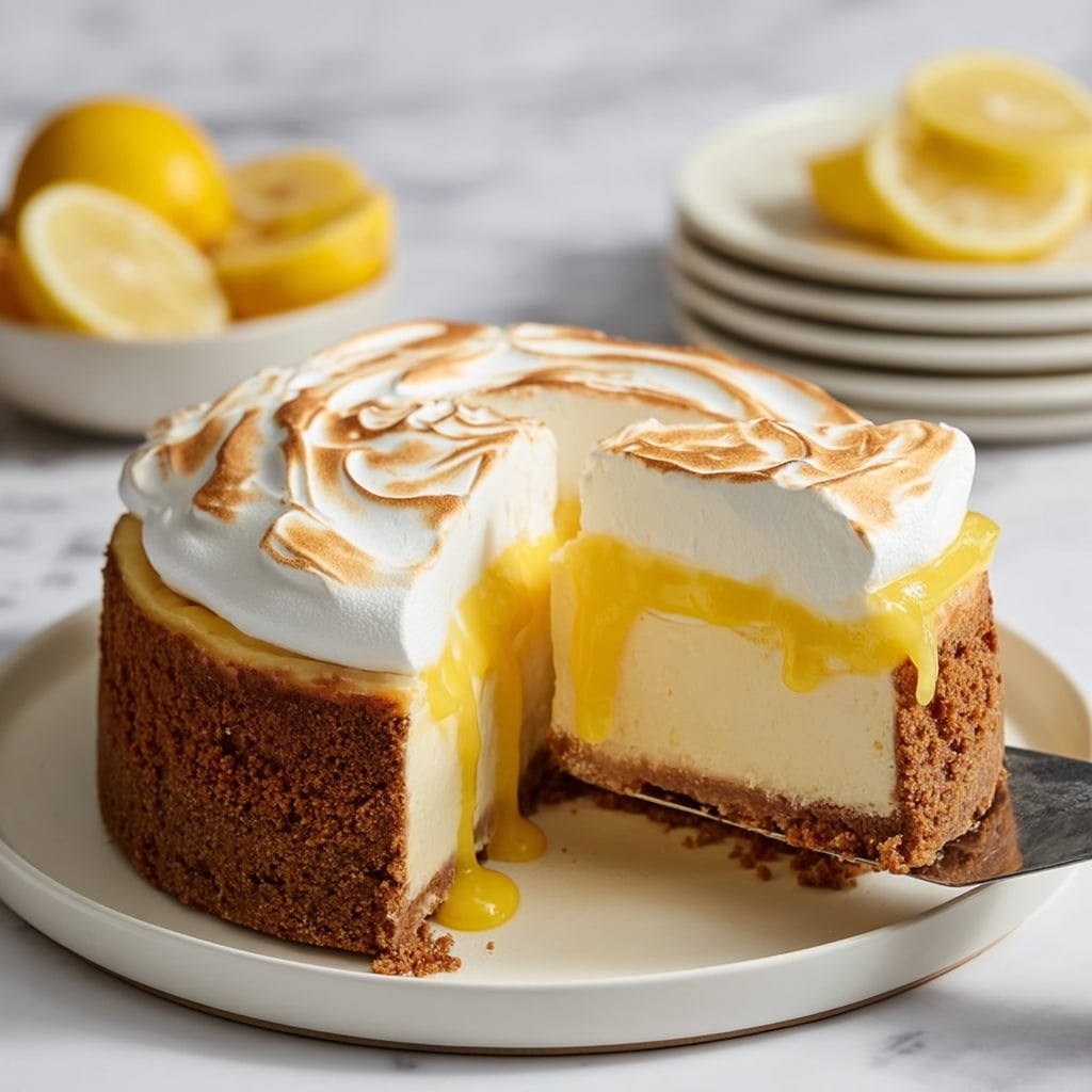 Baked Vegan Lemon Cheesecake with Meringue Topping Recipe - Recipe Image