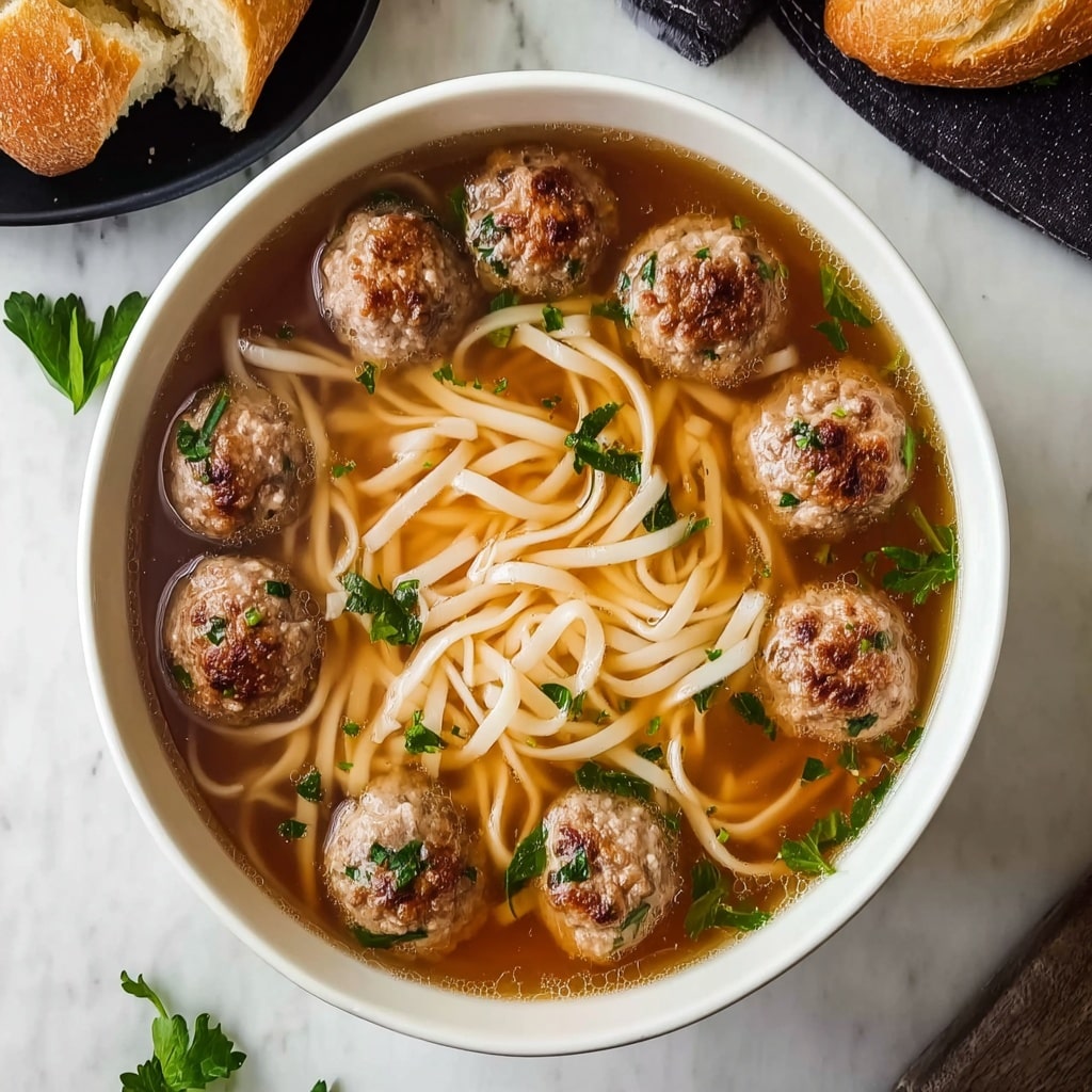 Easy Meatball Soup with Noodles Recipe - Recipe Image