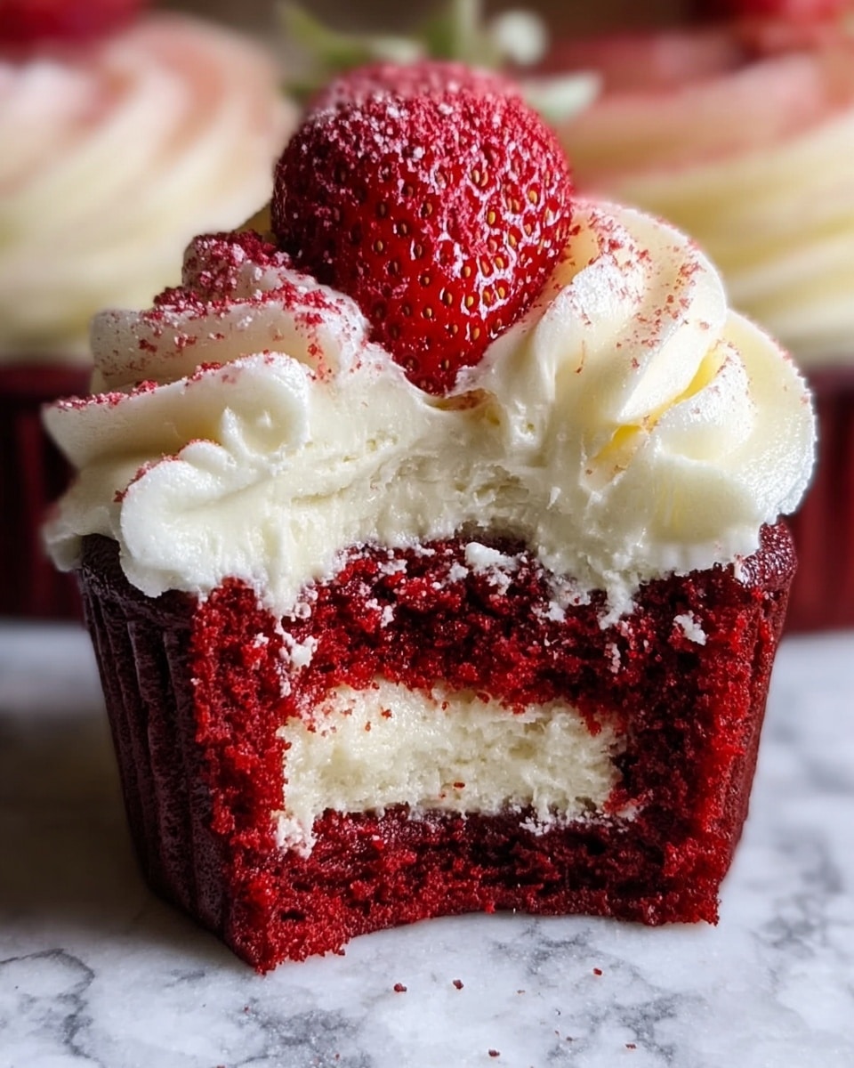 Strawberry Cheesecake Red Velvet Cupcakes Recipe - Recipe Image