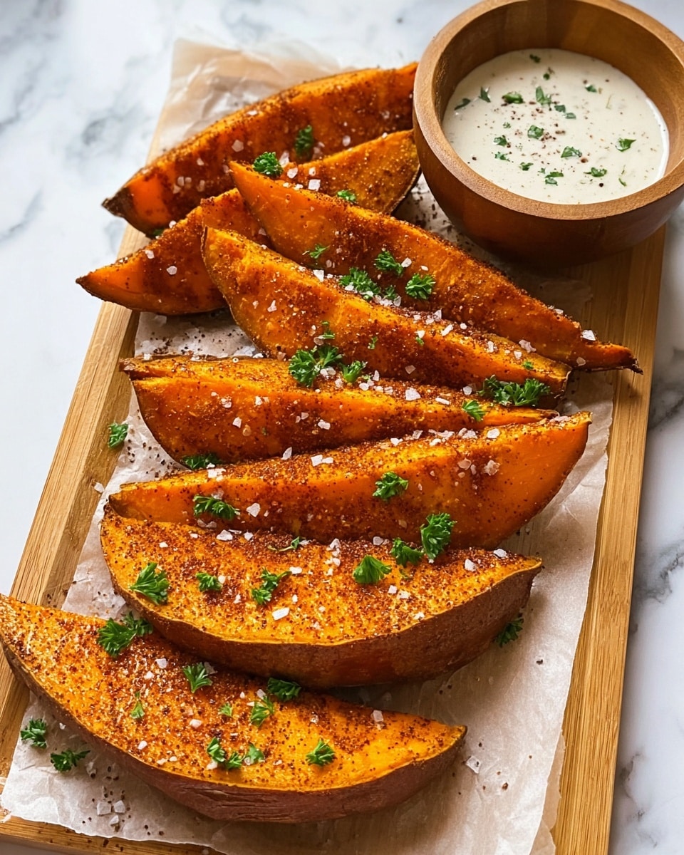 Garlic Parmesan Sweet Potato Wedges Recipe - Recipe Image
