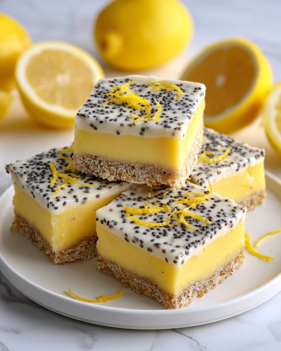 Low Sugar Lemon Poppy Seed Greek Yogurt Bars Recipe - Recipe Image