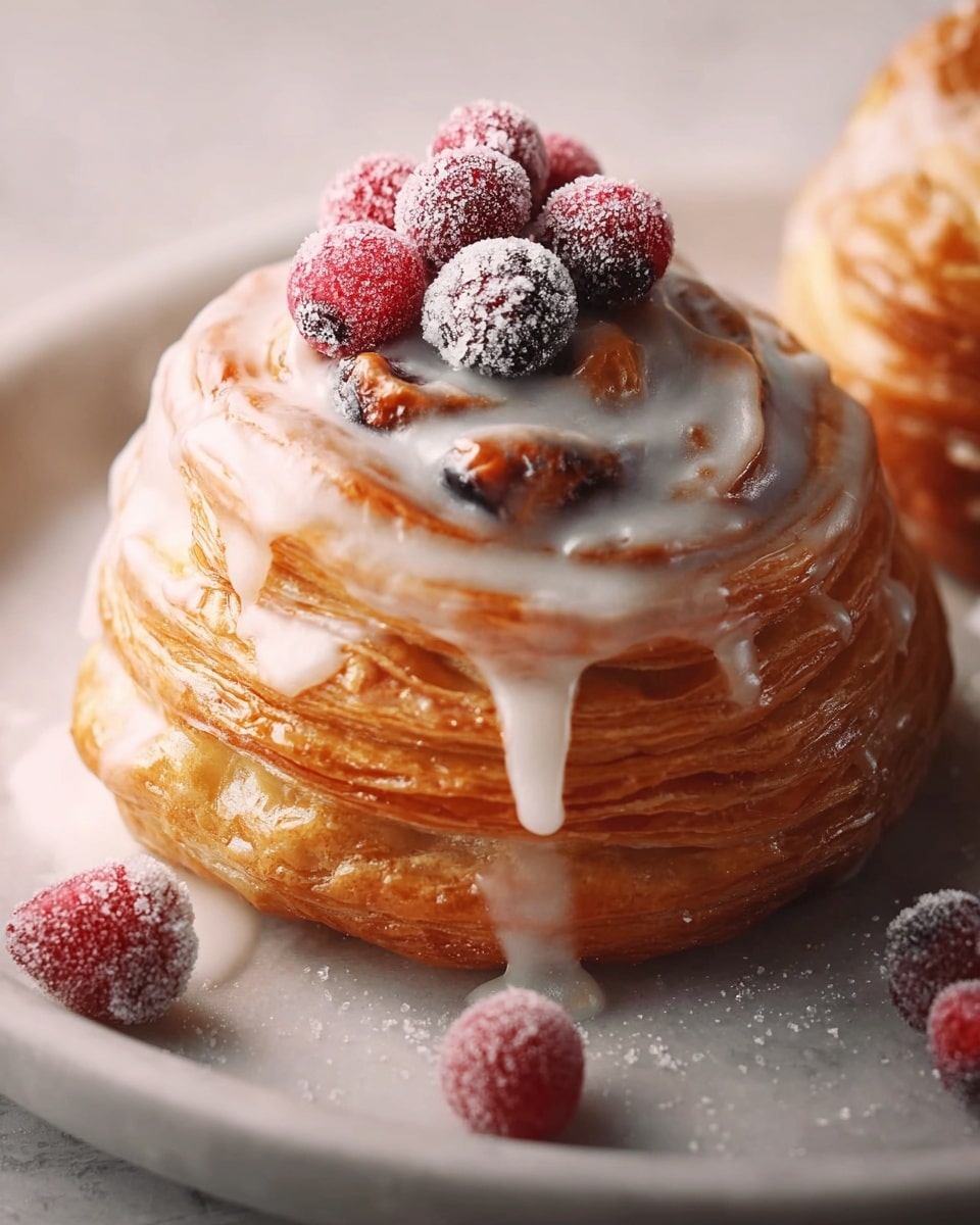 Cream Cheese Danishes with Sugared Cranberries and Vanilla Butter Glaze Recipe - Recipe Image