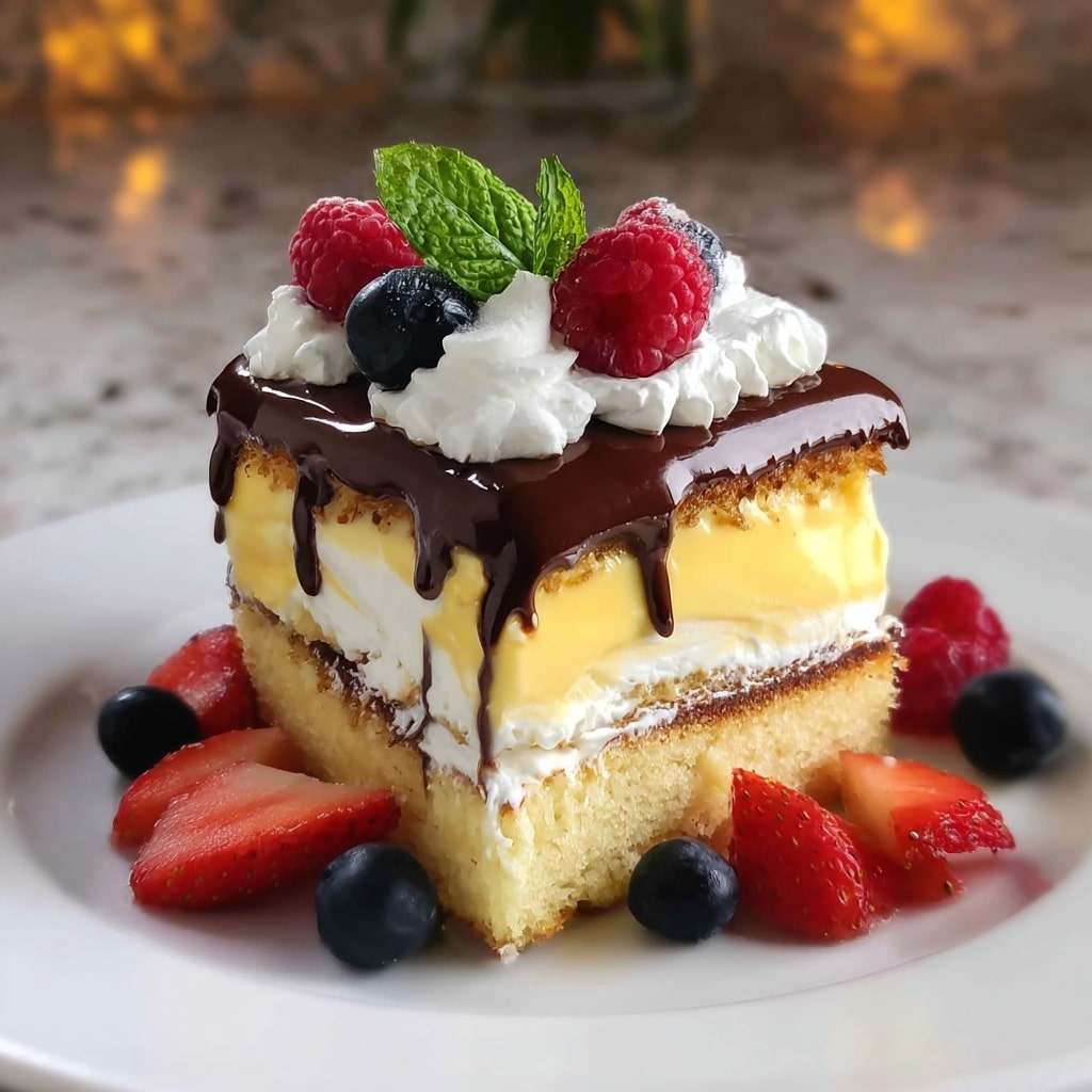 Boston Cream Pie Trifle with Chocolate Ganache and Fresh Berries Recipe - Recipe Image