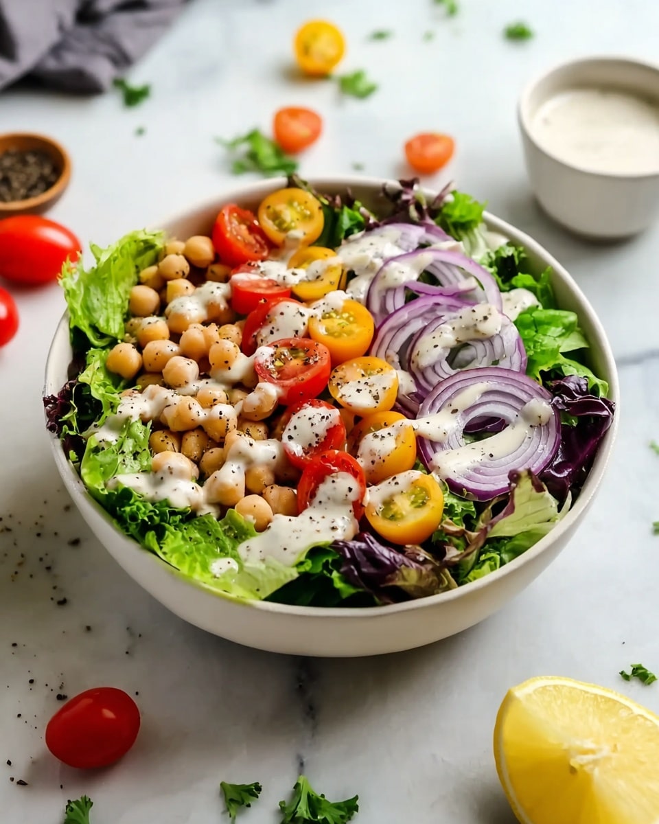 Green Salad with Lemon Tahini Dressing Recipe - Recipe Image