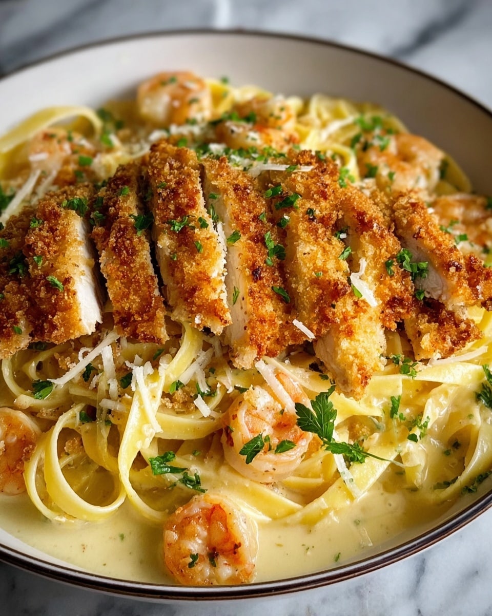 Crispy Chicken Fettuccine Alfredo Recipe - Recipe Image