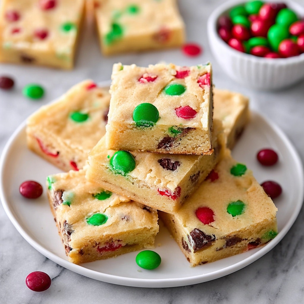 Cake Mix Cookie Bars with Chocolate Chips and Holiday M&M's Recipe - Recipe Image