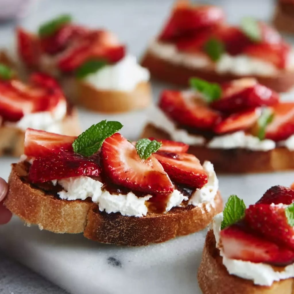 Balsamic Strawberries Crostini Recipe - Recipe Image
