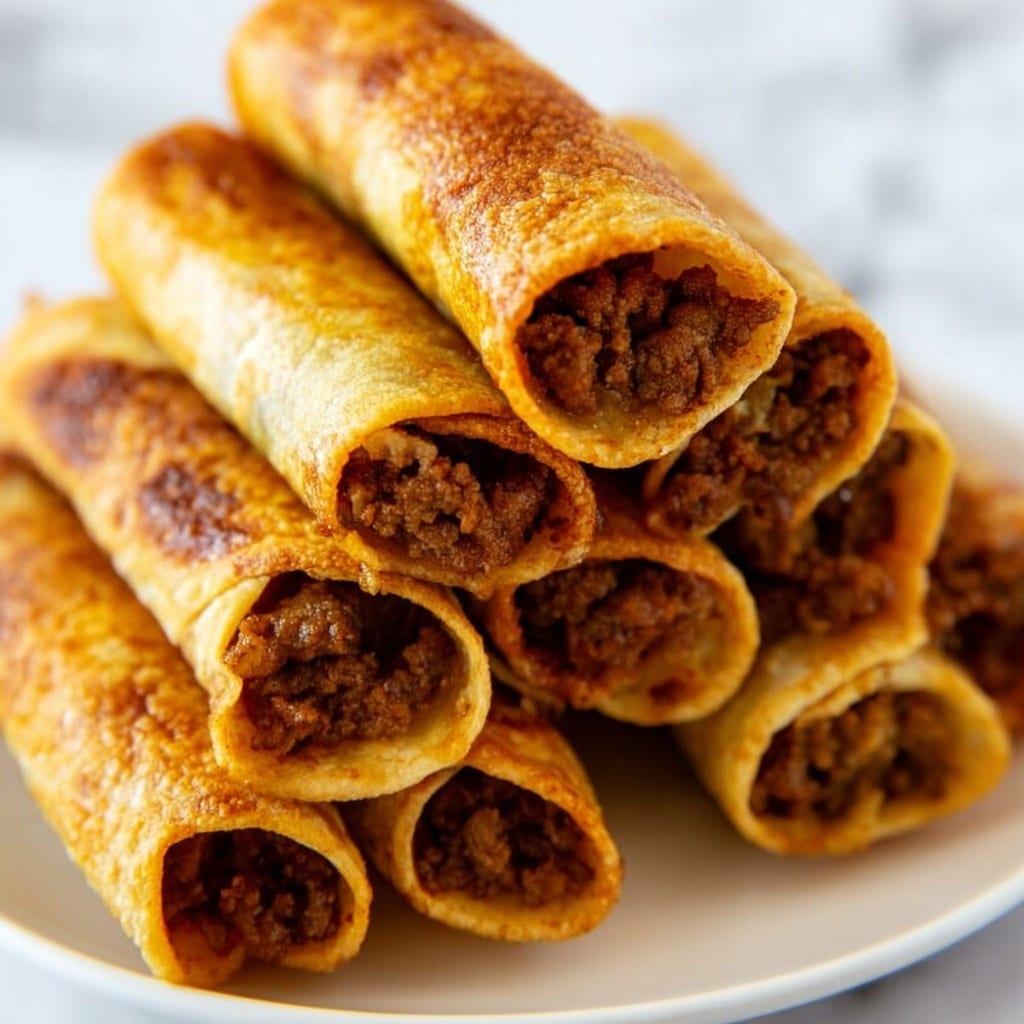 Cheesy Beef Baked Taquitos Recipe - Recipe Image