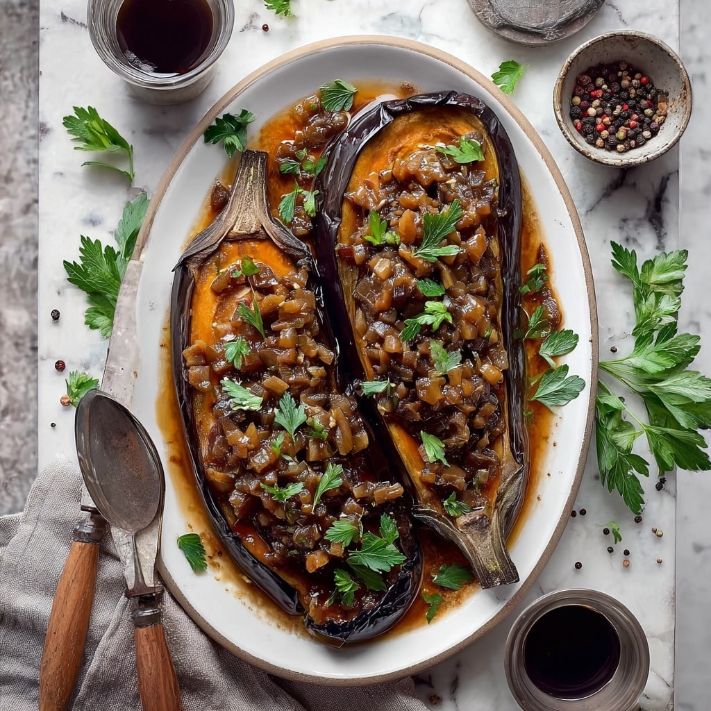 Sticky Garlic Eggplant Recipe - Recipe Image