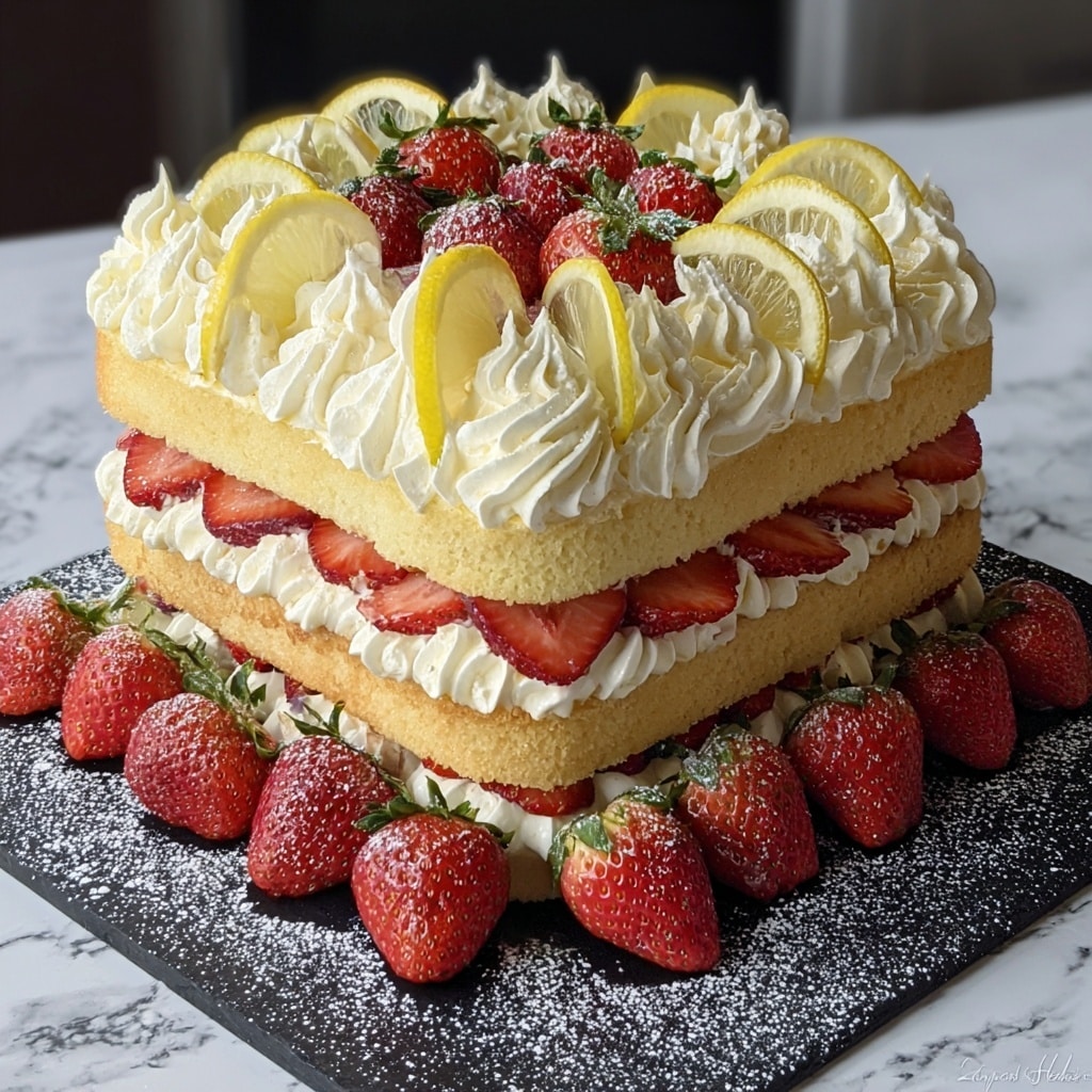 Strawberry Lemon Layer Cake Recipe - Recipe Image