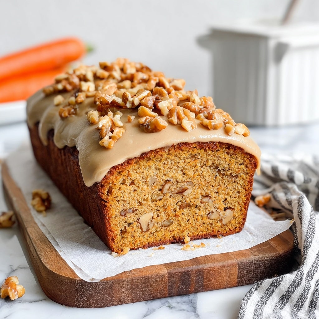 Vegan Carrot Cake Loaf with Candied Walnuts and Browned Butter Glaze Recipe - Recipe Image