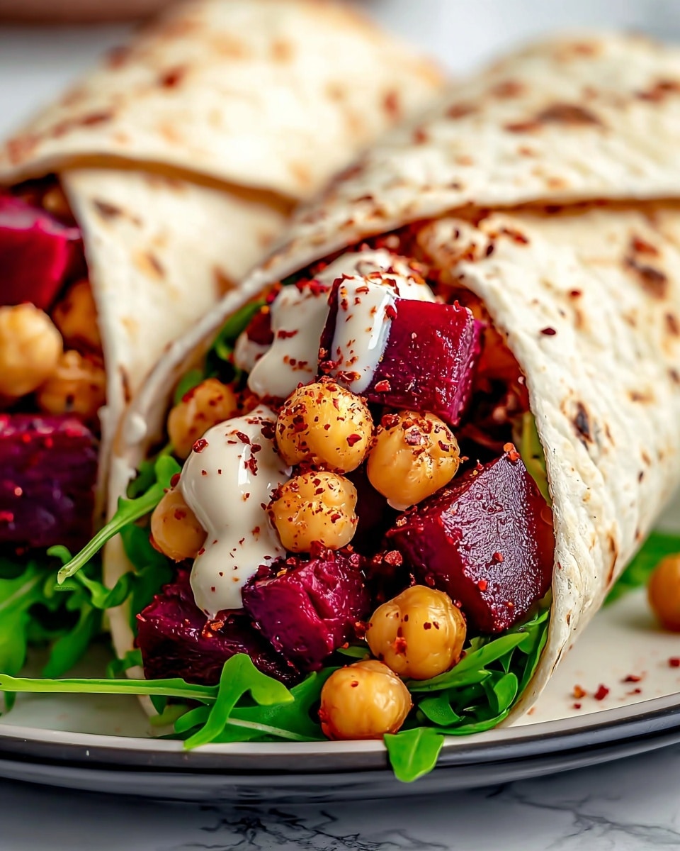 Roasted Beet & Chickpea Wraps with Tahini-Lemon Sauce Recipe - Recipe Image