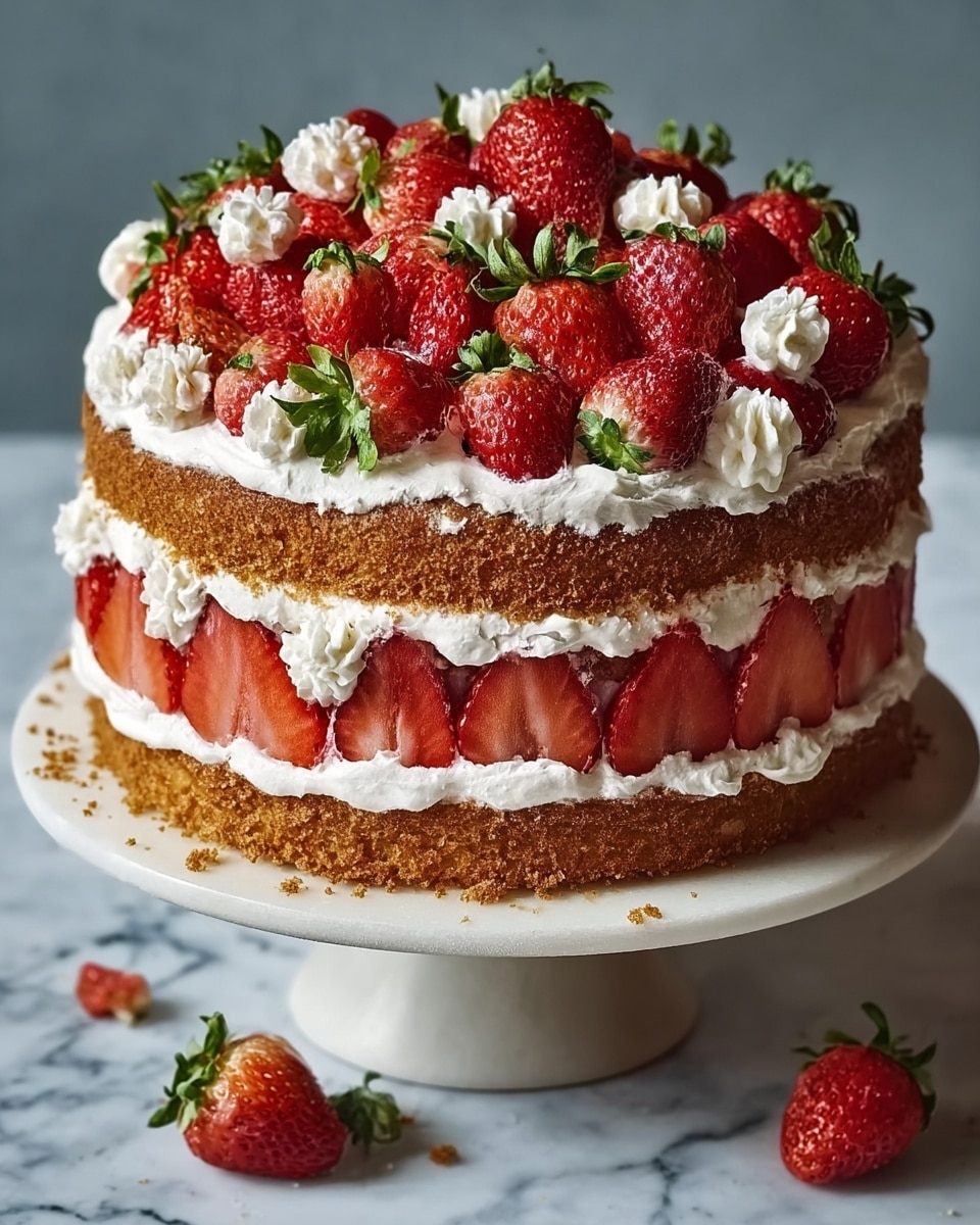 Strawberry & Cream Layer Cake Recipe - Recipe Image