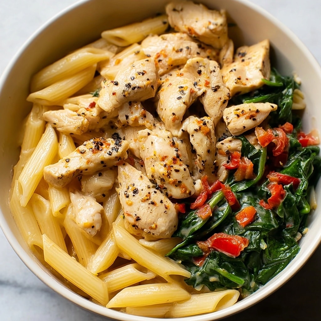 Creamy Chicken and Spinach Pasta Recipe - Recipe Image